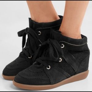 NIB! Isabel Marant Black Suede Bobby Laced Wedges